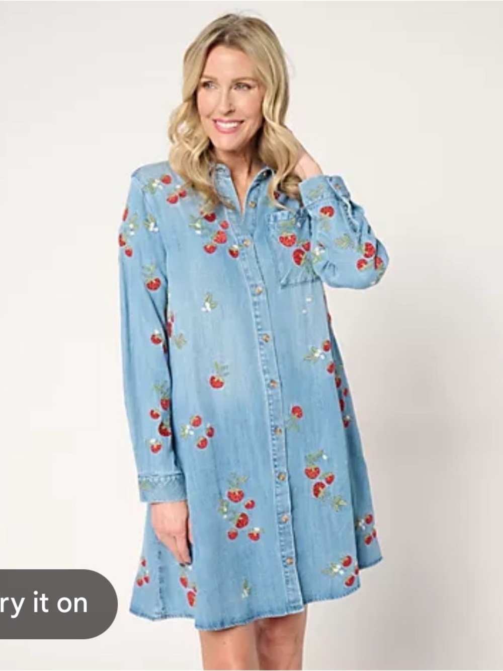 Driftwood Jeans Scottie Long-Sleeve Lyocell Dress - Strawberry S